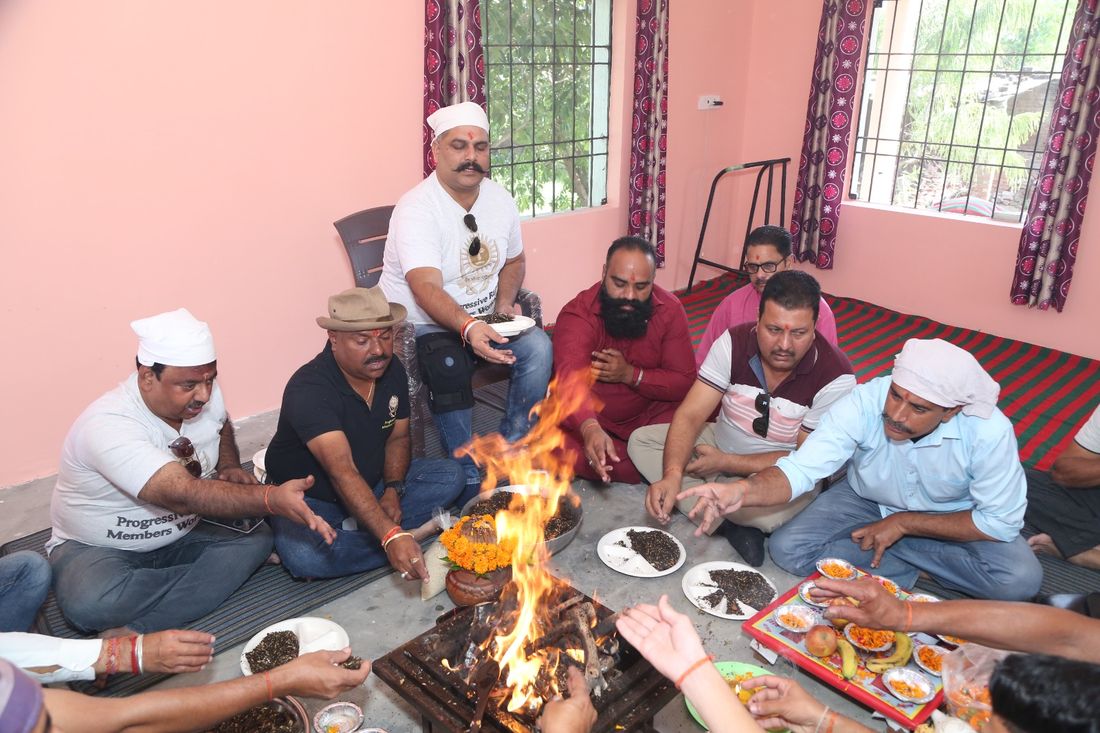 Havan ceremony at a society gathering